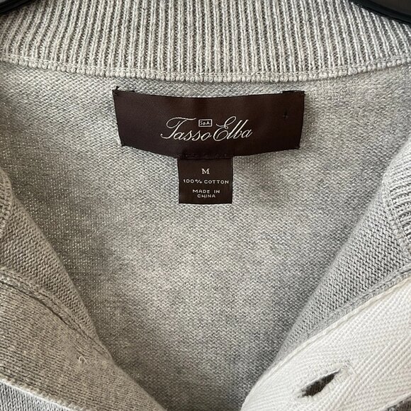 Tasso Elba Men’s Gray Regular Fit Mock Neck Button Cotton Knit Sweater Size M - Picture 6 of 7